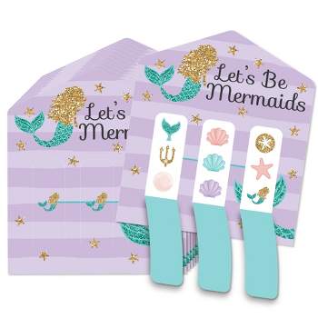 Big Dot of Happiness Let's Be Mermaids - Baby Shower or Birthday Party Game Pickle Cards - Pull Tabs 3-in-a-Row - Set of 12
