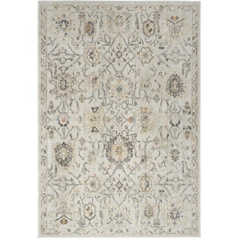 Nourison Oushak Home Vintage Floral Indoor Rug Grey 4'1