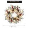 24" Christmas Wreath, Snowflake Ornament Pre-Assembled Garland with Berries and Pine Cones, Home Artificial Christmas Wreath Christmas Decorations - 3 of 4