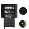 Sevobal Decorative Storage Cabinets ， Kitchen Bedroom and Living Room Clothes Bathroom Locker Black 31.5*15.7*71 - 4 of 4