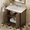 ACEPANO 30 in. W Vintage Country Style Bathroom Vanity with Sink, Rubber Wood Legs & Adjustable Shelves-Brown - 3 of 4