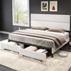 AMERLIFE Linen Upholstered Bed Frame,Bed with 2 Drawers Height Adjustable Headboard - 3 of 4
