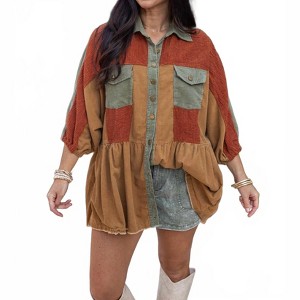 Women's Corduroy Fab Colorblock Tunic Top - umgee - 1 of 4