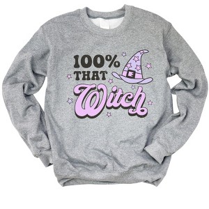 Simply Sage Market Women's Graphic Sweatshirt Purple 100% That Witch - 1 of 4