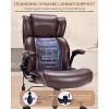 TiramisuBest Brown PU Leather Executive Chair with Thigh Exerciser, Adjustable Lumbar, for Big & Tall Adults - 3 of 4