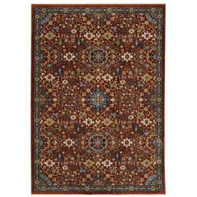 Oriental Weavers A006R1200296ST Aberdeen 006R1 Rectangle Traditional Rug Red - 6 ft. 7 in. x 9 ft. 6 in.