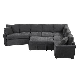 NicBex Modern 124.8" Pull Out Sofa Bed Chenille Convertible Sleeper Sofa with USB Ports for Living Room - 1 of 4