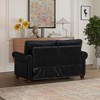 59.45" Faux Leather Round Arm Loveseat with Storage and Silver Nailhead Trim - 4 of 4
