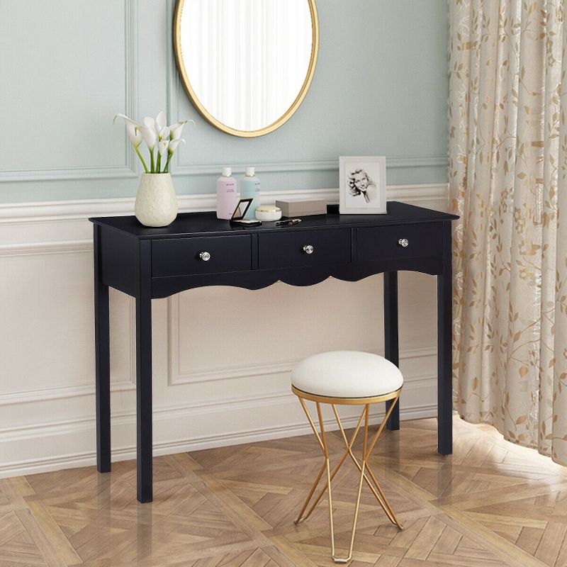 Costway Console Table Hall table Side Table Desk Accent Table 3 Drawers Entryway Black, 5 of 11