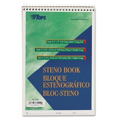 Tops Gregg Steno Books 6 X 9 Green Tint 80 Sheet Pad 8021 : Target