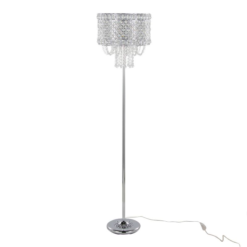 LumiSource Droplets 60&#34; Contemporary Metal Floor Lamp in Polished Chrome and Clear K9 Crystal Accents from Grandview Gallery, 1 of 10