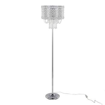 LumiSource Droplets 60" Contemporary Metal Floor Lamp in Polished Chrome and Clear K9 Crystal Accents from Grandview Gallery