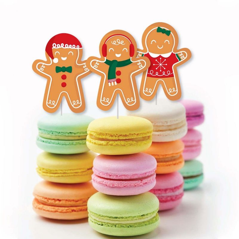 Big Dot of Happiness Gingerbread Christmas - Dessert Cupcake Toppers - Gingerbread Man Holiday Party Clear Treat Picks - Set of 24, 5 of 9