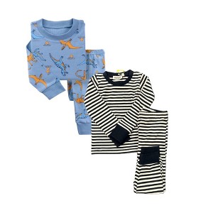 Blue Dinosaurs/Stripes 2 pack Kids Pajamas - 1 of 3