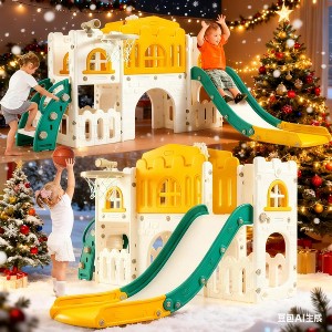 8-in-1 Toddler Playground Activity Set,Slide,Climber,Basketball Hoop,Tunnel,Telescope,Steering Wheel&Storage,Durable Indoor/Outdoor Play Equipment - 1 of 4