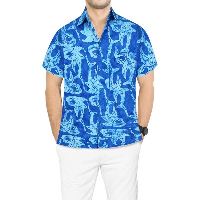LA LEELA Men's Hawaiian Shirt Funny Beach Shirts Casual Button Down Short Sleeve Shirts for Men