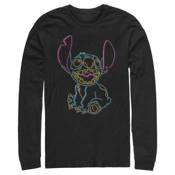 Men's Lilo & Stitch Bright Neon Outline Long Sleeve Shirt