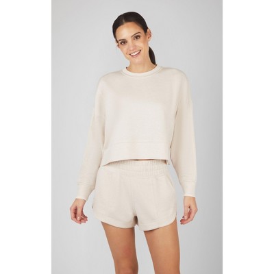 Yogalicious High-low Terry Sweatshirt In Heather Crystal Gray