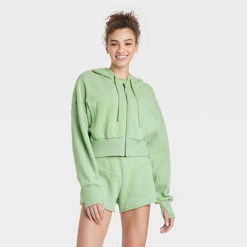 Women's Full Zip Crop Hoodie - Joylab™ Green Xxl : Target