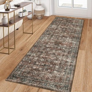 Area Rug Washable Stain Resistant Carpet with Non-Slip Backing Soft Touch Low Pile Floor Cover for Bedroom Living Room Dining Room - 1 of 4