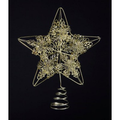 Kurt S. Adler 9.75" Gold Star Christmas Tree Topper with Snowflake Design - Unlit