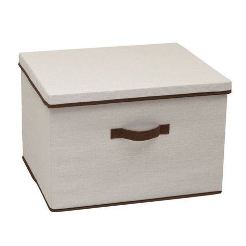 Household Essentials Wide Storage Box With Lid Natural With Brown Trim :  Target