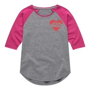 Girls' - Star Wars - Valentine Heart Logo Shirt Tail Raglan Graphic T-shirt - 1 of 4