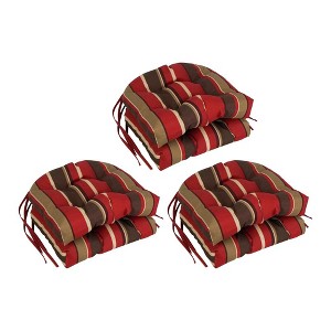 Blazing Needles, 16-inch Spun Polyester Patterned Outdoor U-shaped Tufted Chair Cushions (Set of 6) - 1 of 2