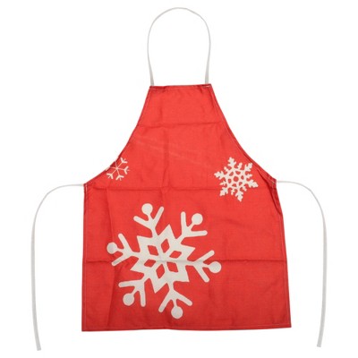 Unique Bargains Christmas Aprons Linen Red Beige 21.65"x26.77" 1Pc
