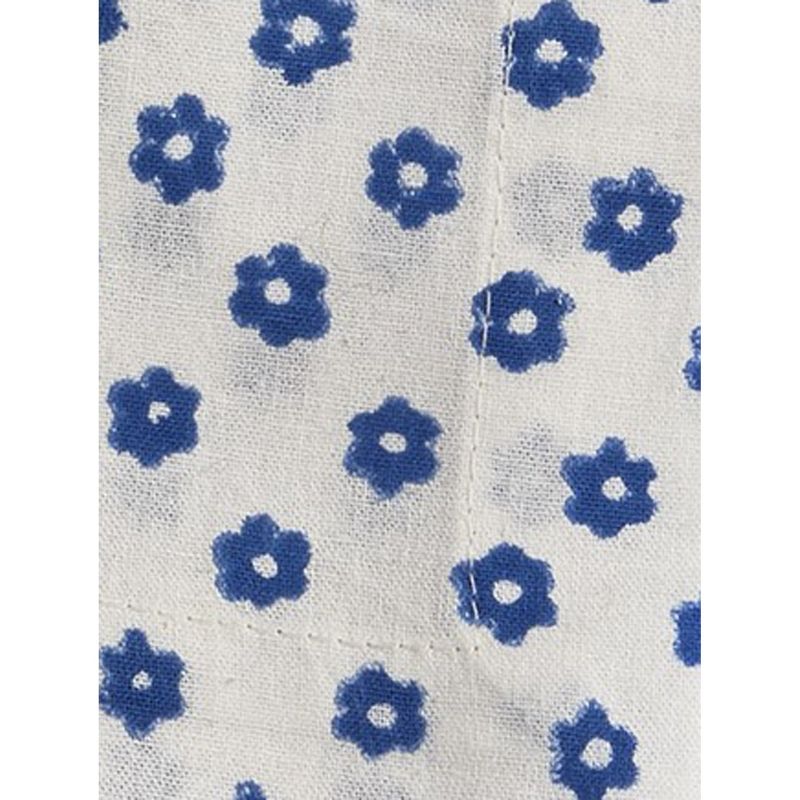TAG Daisy Artisan Blue Block Printed on White Background Cotton Machine Washable Napkin Set of 4, 2 of 4