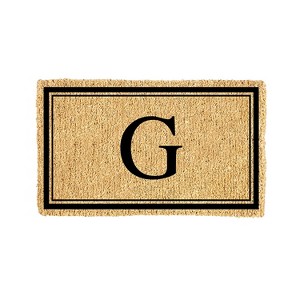 Evergreen Monogram Indoor Outdoor 100% Natural Coir Doormat 28" x 16" |  Letter  "G" - 1 of 4