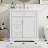 TIRAMISUBEST 30" Bathroom Vanity with Ceramic Sink, Freestanding Bathroom Vanity Cabinet w/ 1 Tip-out Drawer, 3 Drawers, Door Shelf, Soft Closing Door - 3 of 4