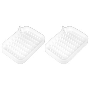 Unique Bargains Silicone Soap Dish Keep Soap Dry Soap Cleaning Storage for Home Bathroom Kitchen 2 Pcs - 1 of 4