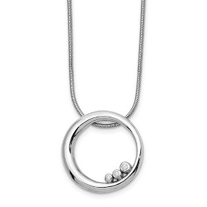 Black Bow Jewelry 19mm Asymmetrical Diamond Circle Adj Necklace in Rhodium Plated Silver - 1 of 4
