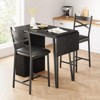 Dining Table Set for 2, Kitchen Bar Table and Chairs for 2, 3-Piece Kitchen Table Set with 2 Upholstered Chairs, Black - 4 of 4