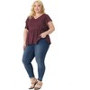 Agnes Orinda Women's Plus Size V Neck Ruffle Sleeve Pleated Peplum Blouses - 3 of 4
