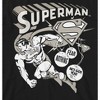 Superman Core White Monochrome Character Art Boy's Black T-Shirt - 2 of 2