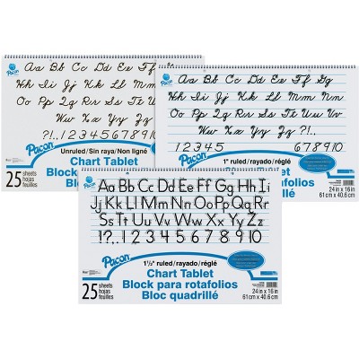 Pacon Chart Tablet Assortment, 24 x 16 Inches, White, 25 Sheets, pk of 12