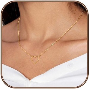 Gold Silver Plated Heart Choker Necklace Dainty Love Jewelry Gift - 1 of 4