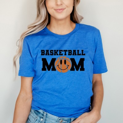 Simply Sage Market Basketball Mom Smiley Face Short Sleeve Tee - XS - Royal