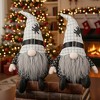 2 PCS Set Christmas Gnome Figures Décor 10.2x5.5x23.5 inches, Featuring Fabric Sitting Gnomes with White Hat Spiders,  Seasonal Decorating - 2 of 4