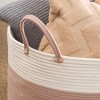SEVOBAL Laundry Bags and Baskets Cotton Soft and Spacious Storage, Neutral Round Basket for Dirty Clothes in Home Organization, Pink, 21.7"*3.2"*13" - 3 of 4