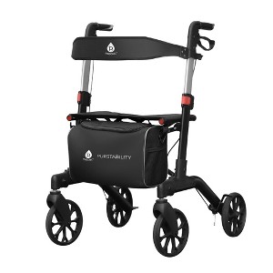 Foldable Wheeled Walker with Backrest and Bag - Adjustable Height, Lightweight, and Sturdy Design for Enhanced Mobility Support - 1 of 4