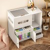 ATJafurn Cat Litter Box Enclosure Top Entry, No Need To Squat 40.2'' Furniture Style Hidden Litter Box Cat Cabinet With Glass Door - 2 of 4