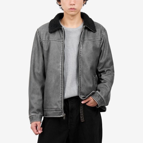 Мужская куртка X RAY Brushed PU Jacket Self Collar With Faux Shearling Lining in Black, цвет: Чёрный