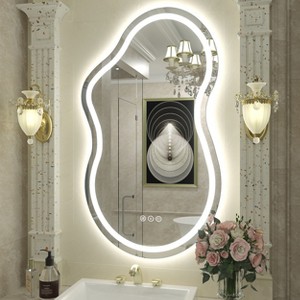 Apmir Super Bright 192 LEDs/m LED Lighted Anti-Fog Tempered Glass Irregular Bathroom/Vanity Mirror with ETL & 3-Year Warranty - 1 of 4