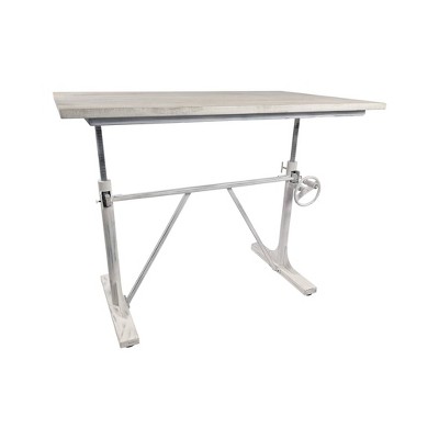 Whitewash Mango Wood Adjustable Height Standing Desk