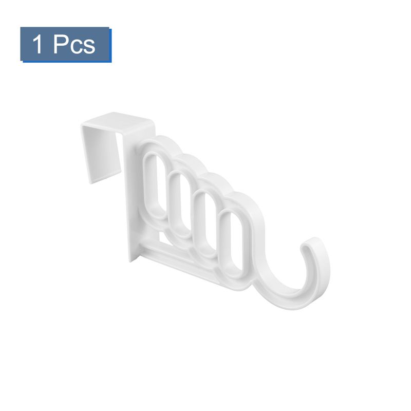 Unique Bargains Washroom Plastic Over Door Wardrobe Mount Clothes Hooks and Hangers White 1 Pc, 3 of 5