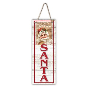 Courtside Market Welcome Santa I 7x20 Hanging Artboard with Twine - 1 of 2