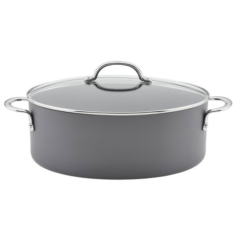 Rachael Ray 8qt Hard Anodized Nonstick Oval Pasta Pot And Braiser Gray :  Target